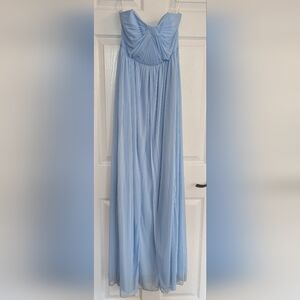 David's Bridal Light Blue Strapless Chiffon Dress